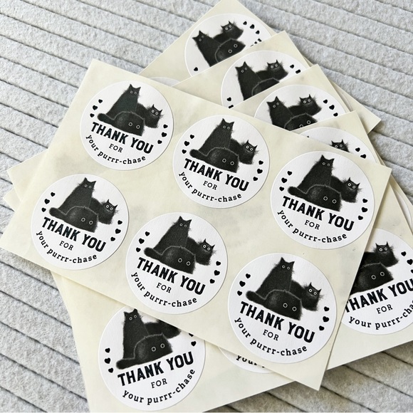 Set of 30 ct Spooky Kitty “Thank You For Your Purchase” Stickers - Picture 2 of 4